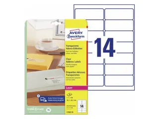 laseretiket Adres 99.1x38.1mm transparant 25 vel 14 etiketten per vel - 1