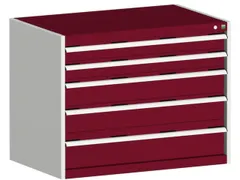 ladekast HxBxD 800x1050x650mm 5laden RAL7035 front RAL3004