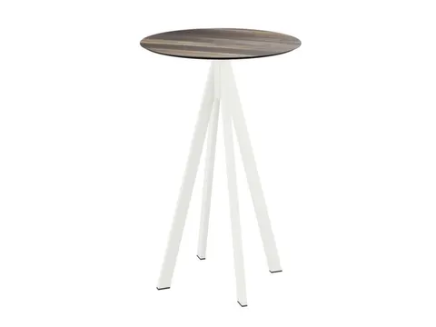 statafel,HxØ 1090x700mm,rond,4voeten wit,blad HPL Tropical Wood