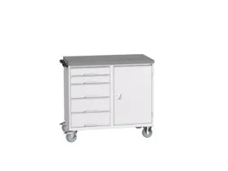 montagetafel 980x1050x600mm linoleumblad 5 laden kast front RAL7035