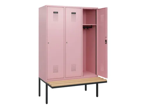 locker met bank,HxBxD 1950x1200x815mm,3vak,vak B 400mm,cilinderslot