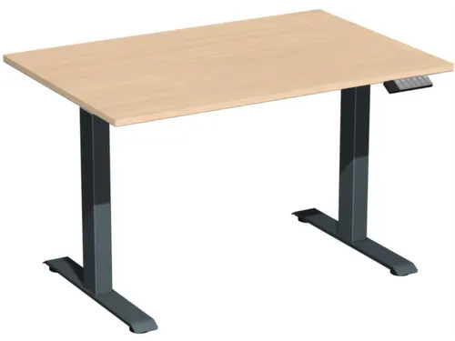 Elektrisch ihv bureau,HxBxD 630-1280x1200x800mm,blad beuken
