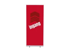 Roll-Banner 85x200 complete set met print "Ingang" Rood