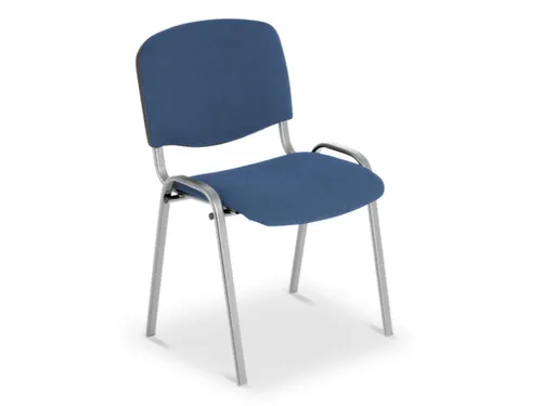 Bezoekersstoel,4Voeten Ovale Buis Aluminium-Zilver,Zitting Stof Blauw