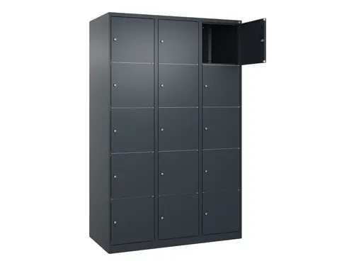 lockerkast,HxBxD 1850x1200x500mm,3x5vakken,vak B 400mm,cil.-slot
