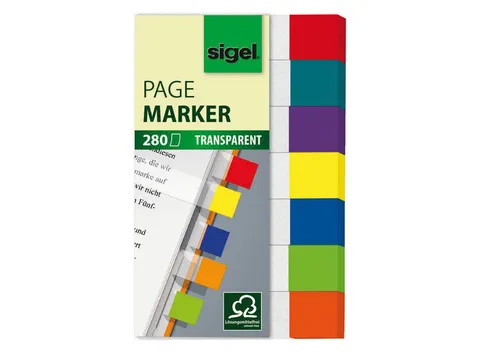 Indexeringsstrookjes Sigel maat strookjes 12x50mm transparant 7-kleure