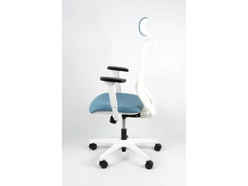 Bureaustoel EN1335 Linea Tekna White 01/PT l.blauw/wit Hoofdsteun
