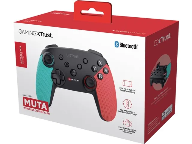 Trust GXT 1246B Muta Draadloze controller Nintendo Switch Blauw/Rood