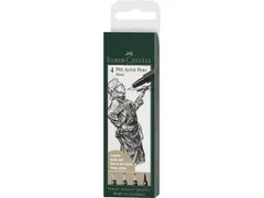 Feutre Faber-Castell Pitt Artist Pen étui 4 pces noir (S/F/M/B)