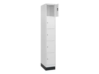 lockerkast,HxBxD 1950x300x500mm,1x5vakken,vak B 300mm,cil.-slot,sokkel - 1