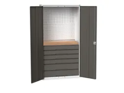 Systeemkast 2000x1050x550mm 1xlegbord 6laden RAL7035+RAL7016