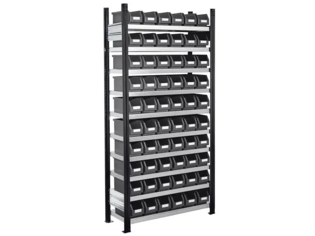 Bakkenstelling 2000x1000x300mm 60bakken PE grijs vakl. 125kg eenzijdig