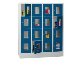 lockerkast,HxBxD 1518x1200x500mm,4x4vakken,RAL7035,front RAL5010 - 2
