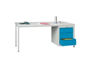 Werkplaatsbureau 1700x800x720mm 3laden Rechts Ral7035 Front Ral5012 - 1