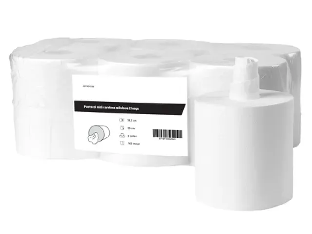 Poetsrol midi Coreless Cellulose 2-laags Pallet 44x6 Rol