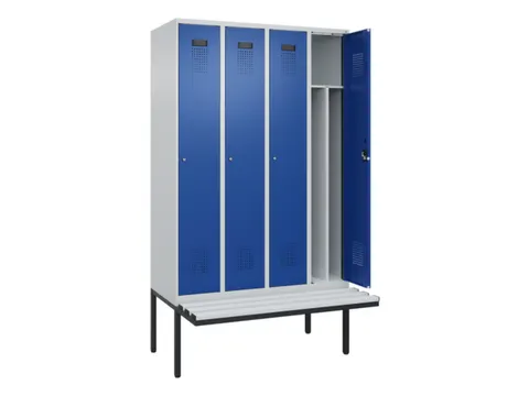 locker met bank,voor scheiding van kleding,HxBxD 2120x1200x815mm,4vak