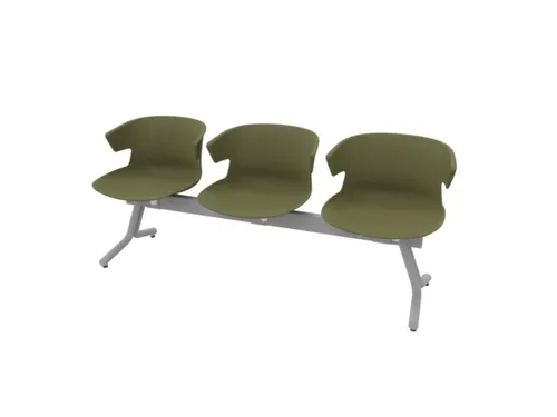 Wachtkamerbank 3Zittingen Kunststof Kuipen Groen Frame Antraciet