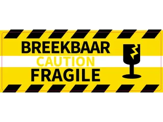 Verpakkingsetiketten 46x125mm Op Rol Zwart Geel Fragile 250 Stuks - 2
