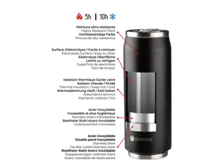 Thermosbeker Les Artistes Paris blik 500ml Rood Met Rietje - 2