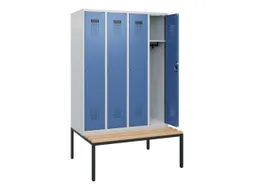 locker met bank,HxBxD 1950x1200x815mm,4vak,vak B 300mm,cilinderslot