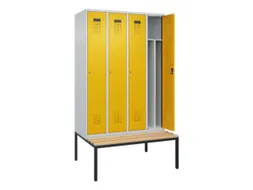 locker met bank,voor scheiding van kleding,HxBxD 2120x1200x815mm,4vak