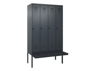 locker met bank,HxBxD 2120x1200x815mm,4vak,vak B 300mm,draaigrendel - 2