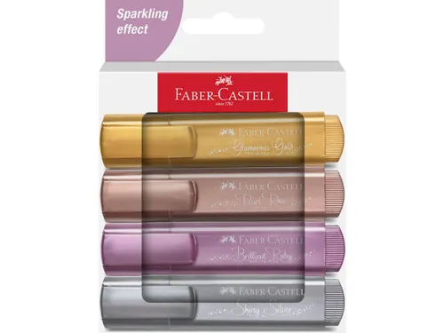 Markeerstift Faber-Castell 46 metallic 4stuks goud, zilver, roze, ruby