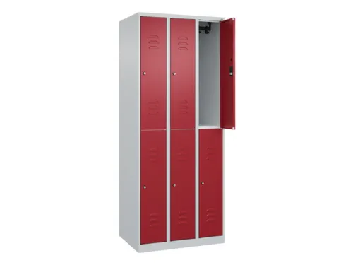 dubbeldekse locker,HxBxD 1850x750x500mm,3x2vak.,vak B 250mm,cil.-slot