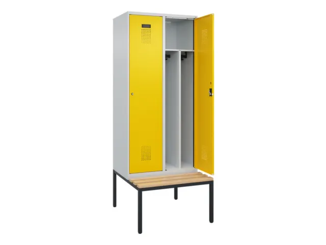 locker met bank,voor scheiding van kleding,HxBxD 2120x800x815mm,2vak