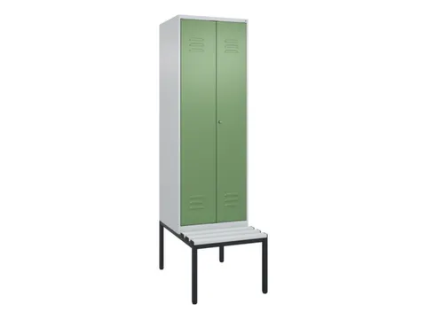 PBM-locker met bank,HxBxD 2120x600x815mm,2vak,vak B 300mm,cil.-slot