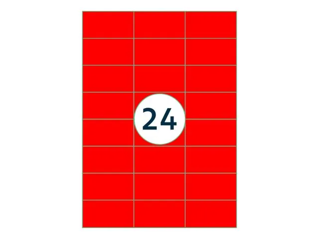 Gekleurde Etiketten 70x37mm Fluor Rood 42312