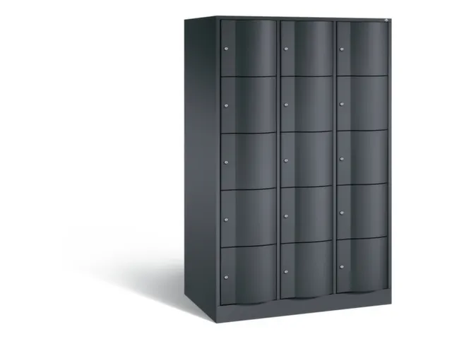 lockerkast cil.slot 1950x1150x640mm 3x5 vakken RAL7021 front RAL7021