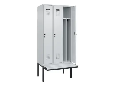 locker met bank,voor scheiding van kleding,HxBxD 2120x900x815mm,3vak