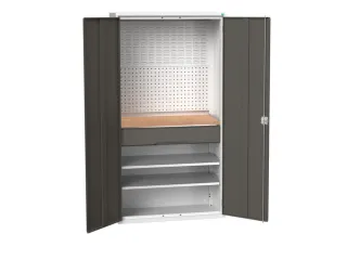 Systeemkast 2000x1050x550mm 2xlegbord 1lade RAL7035+RAL7016 - 1