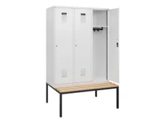 locker met bank,HxBxD 1950x1200x815mm,3vak,vak B 400mm,cilinderslot