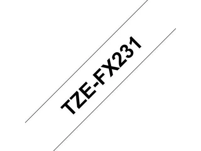 Brother TZE-FX231 tape voor P-Touch 12mm, Zwart op Wit