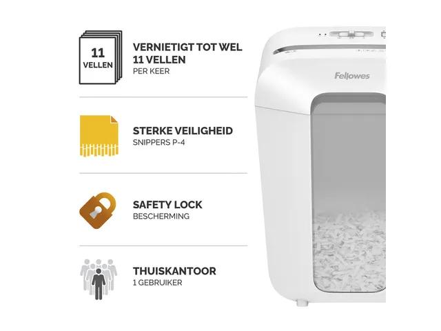 Destructeur Fellowes Powershred LX70 particules 4x40mm blanc