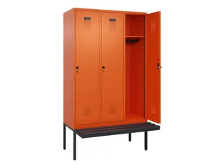 locker met bank,HxBxD 2120x1200x815mm,3vak,vak B 400mm,draaigrendel - 1
