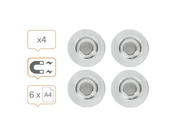Glasbordmagneet Nobo extra sterk 32mm transparant 4 stuks