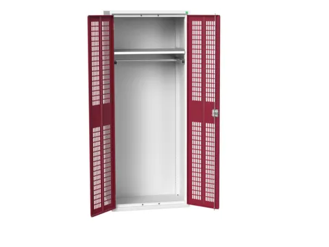 Lockerkast 2000x800x550mm 1 vak, dubbele ventilatiedeur, RAL3004