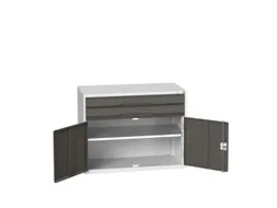 ladekast HxBxD 800x1050x550mm 2laden 2deuren RAL7035 front RAL7016