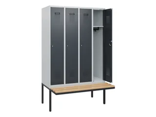 locker met bank,HxBxD 1950x1200x815mm,4vak,vak B 300mm,cilinderslot - 1