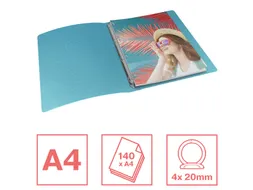 Colour'Breeze ringmap, 4 ringen, PP, ft A4, met soepele kaft blauw