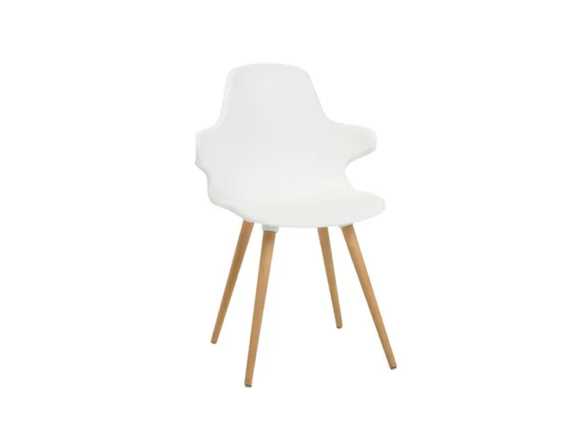 Bezoekersstoel 4Voeten Beuken Armleuningen Zitschaal Kunststof Wit