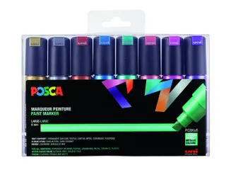 Verfstift Posca PC8K Brede punt 8mm schuin 8st metallic assorti - 2