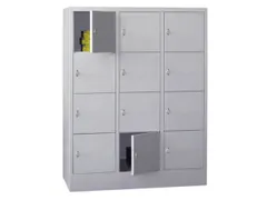 lockerkast,HxBxD 1518x1200x500mm,3x4vakken,RAL7035,front RAL7016