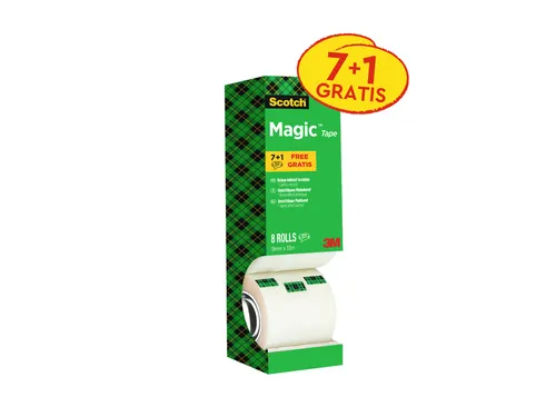Plakband Scotch Magic 810 19mmx33m onzichtbaar mat 7+1 gratis