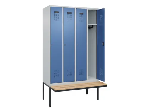 locker met bank,HxBxD 2120x1200x815mm,4vak,vak B 300mm,cilinderslot