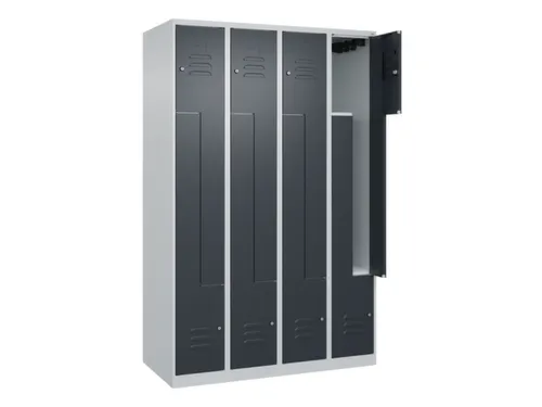 Z-garderobekast,HxBxD 1850x1200x500mm,vak B 150/300mm,cil.-slot