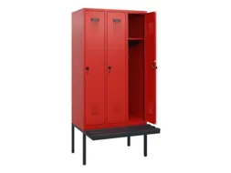 locker met bank,HxBxD 1950x900x815mm,3vak,vak B 300mm,draaigrendel